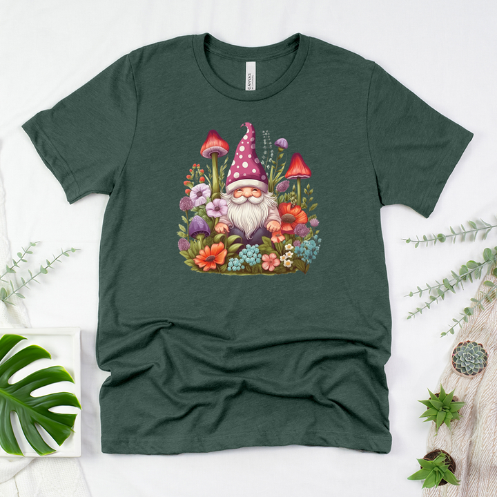 floral gnome haven unisex tee