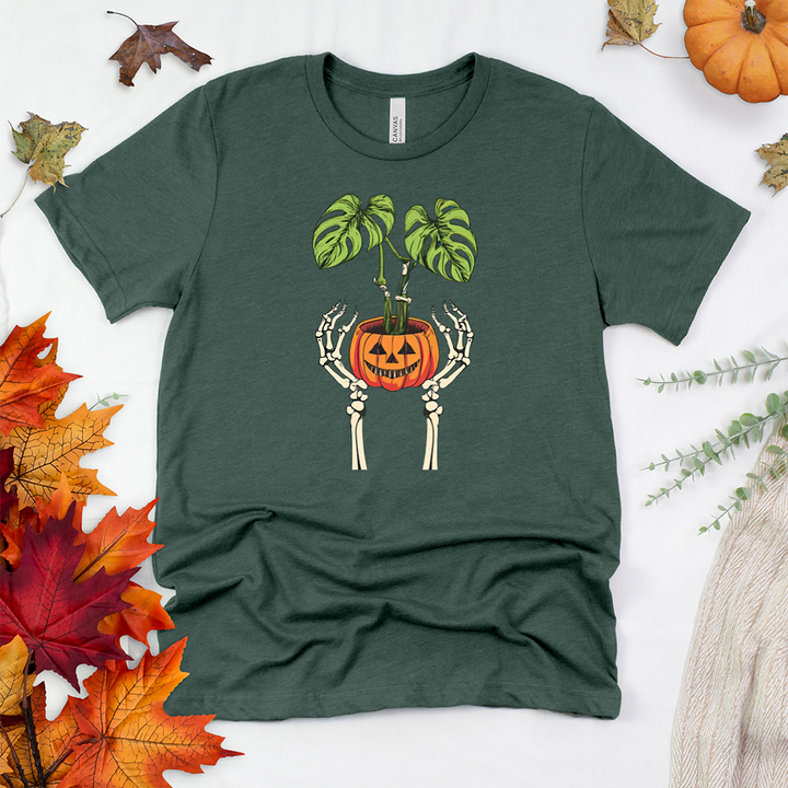 skeleton hands monstera unisex tee