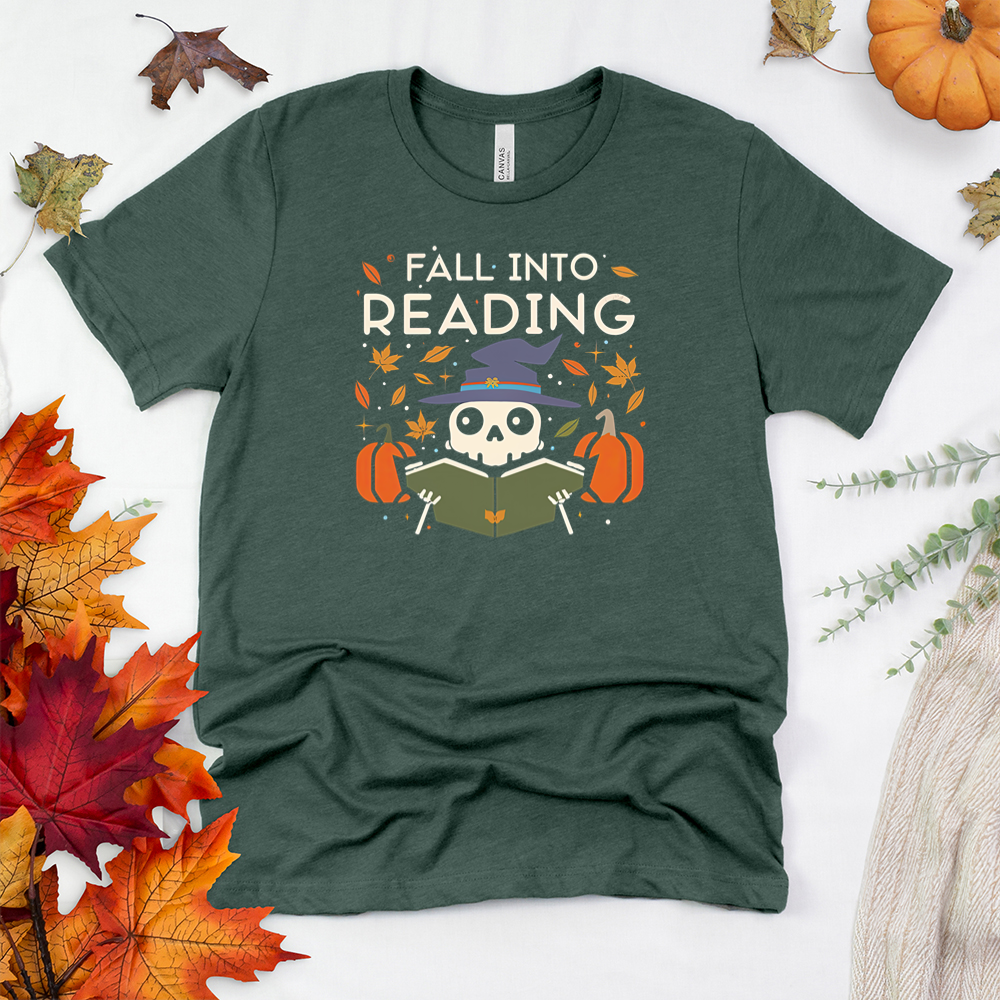 fall into reading witch skelly unisex tee