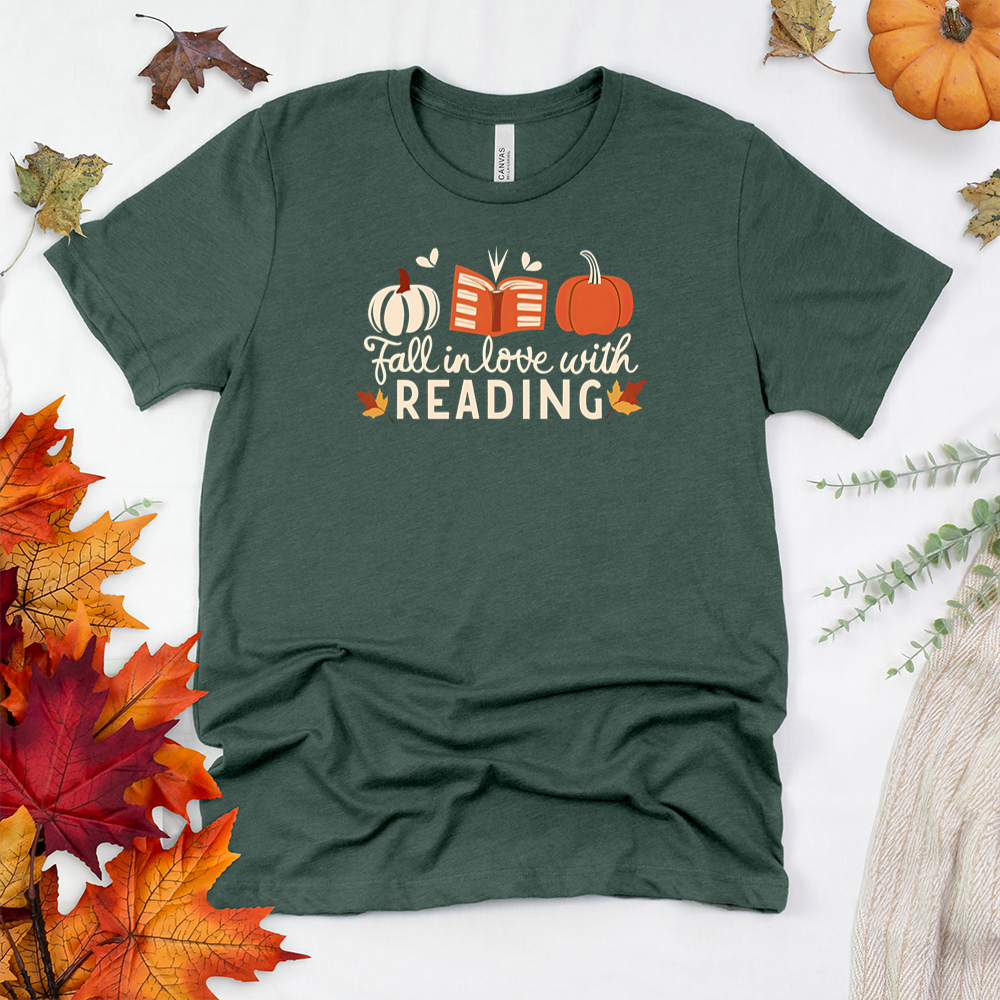 fall in love with reading icons unisex tee