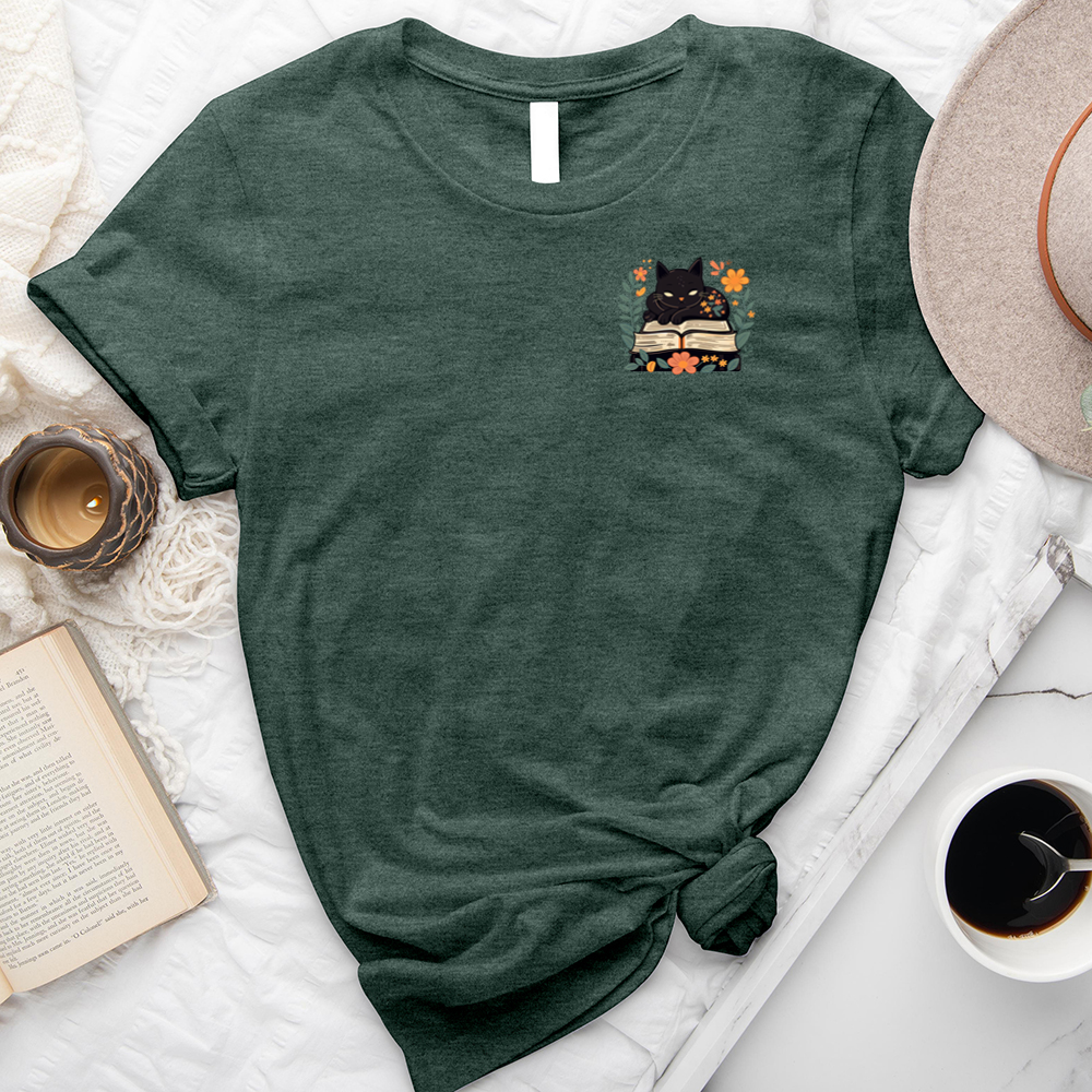pocket cats and chapters unisex tee