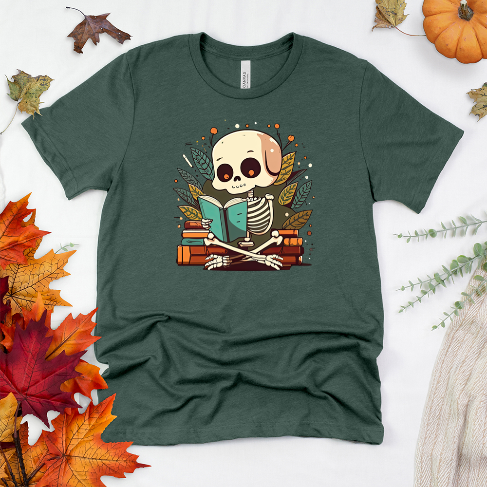 little skeleton reading unisex tee