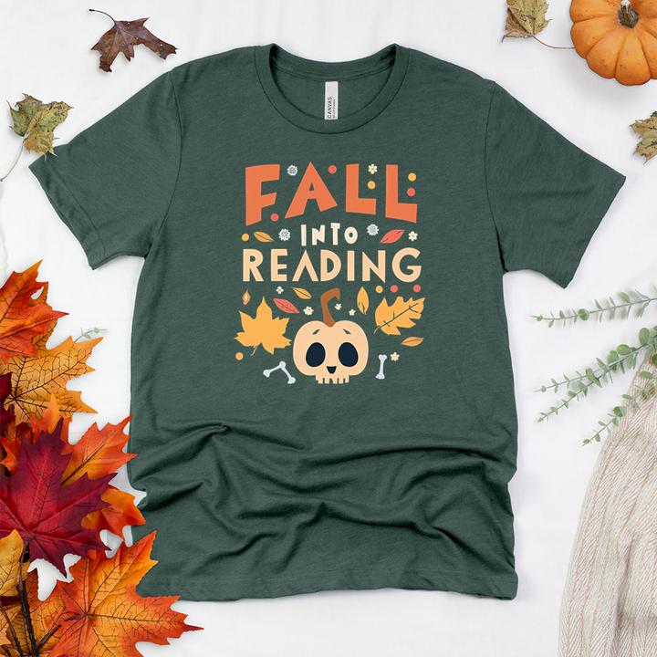 fall into reading skelly unisex tee