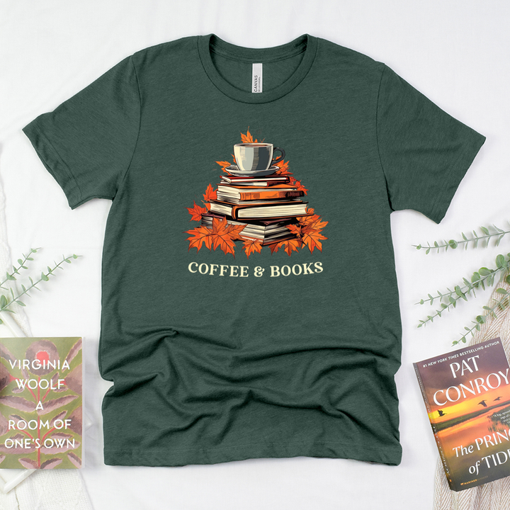 fall coffee and books unisex tee