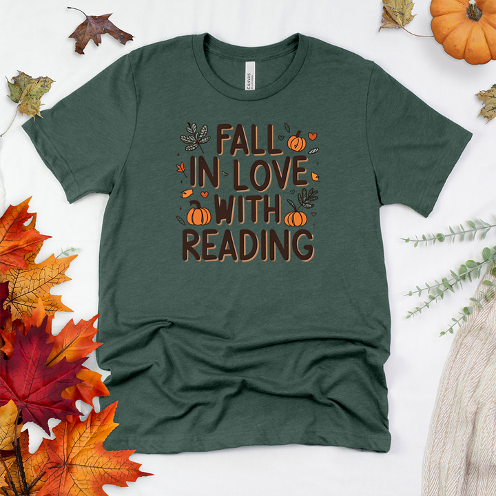 fall in love with reading pumpkins unisex tee