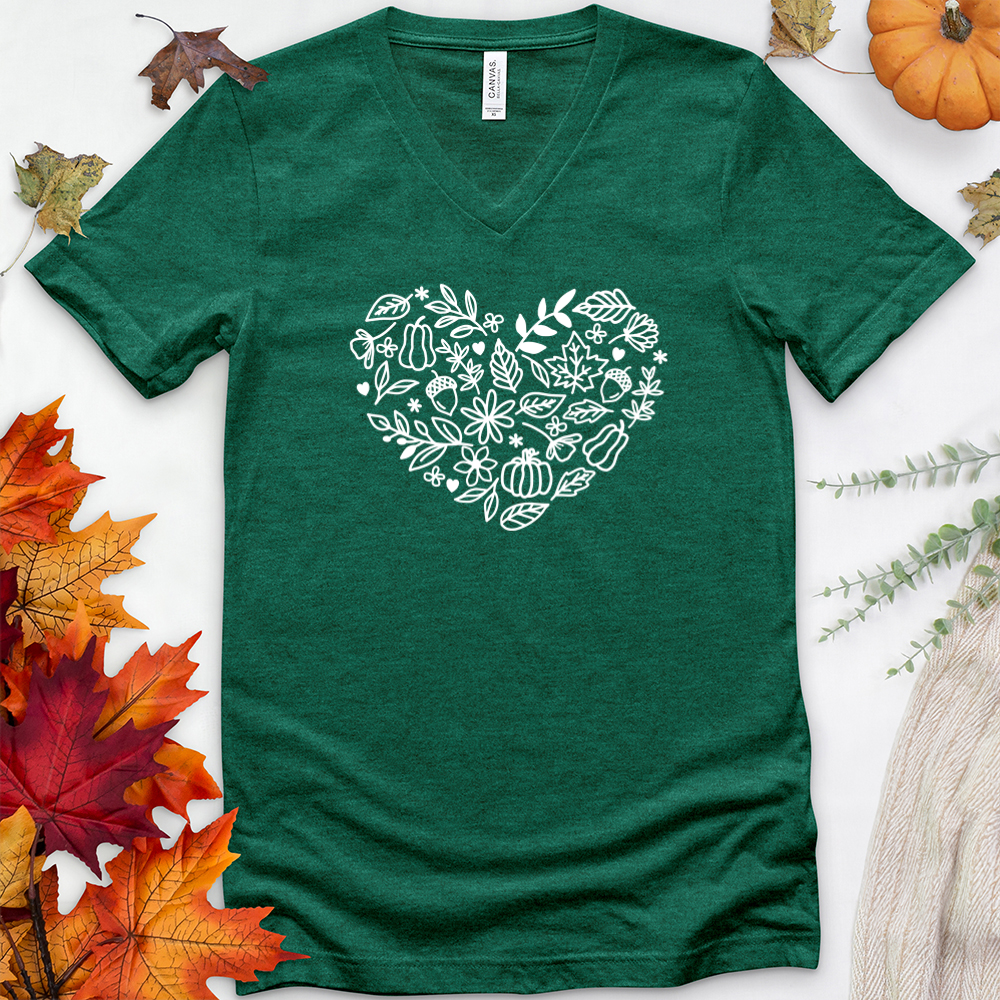 fall heart v-neck tee