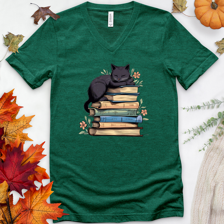 curl up and read v-neck tee