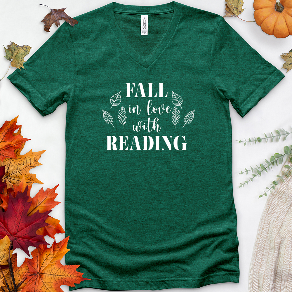fall in love with reading v-neck tee