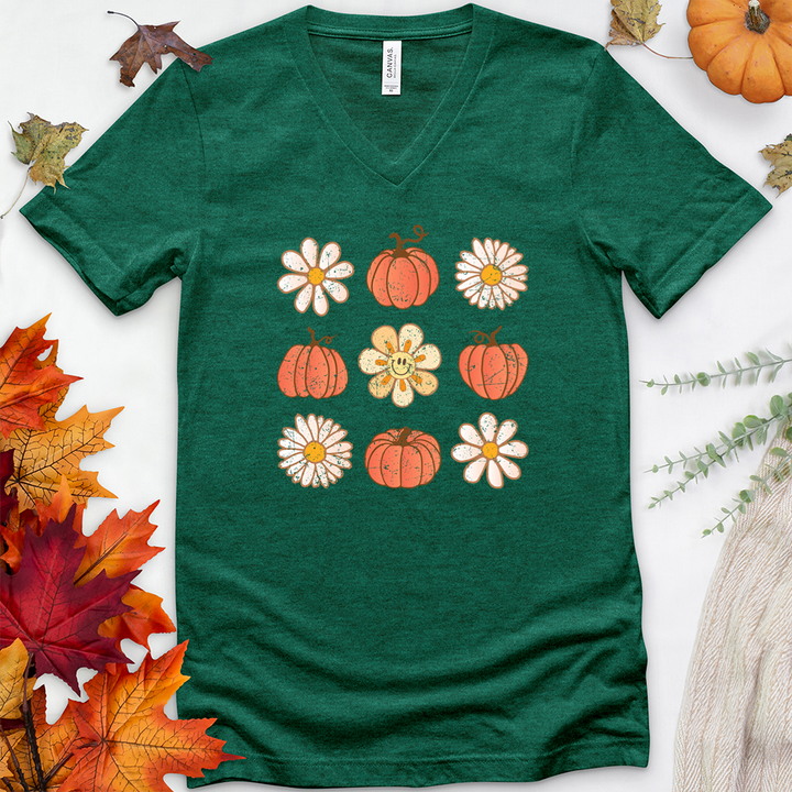 flower pumpkins v-neck tee