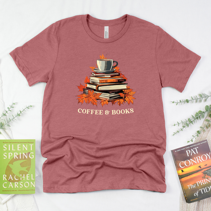 fall coffee and books unisex tee