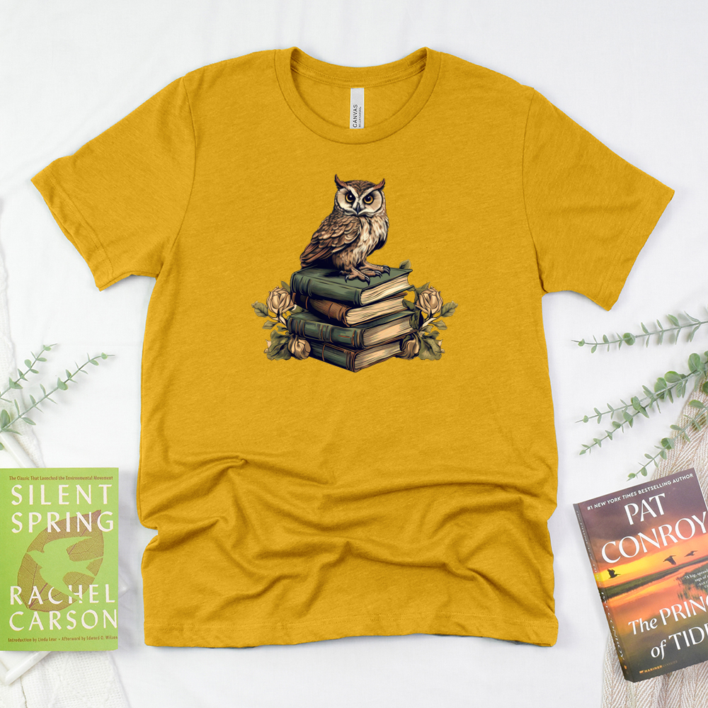 wise book owl unisex tee