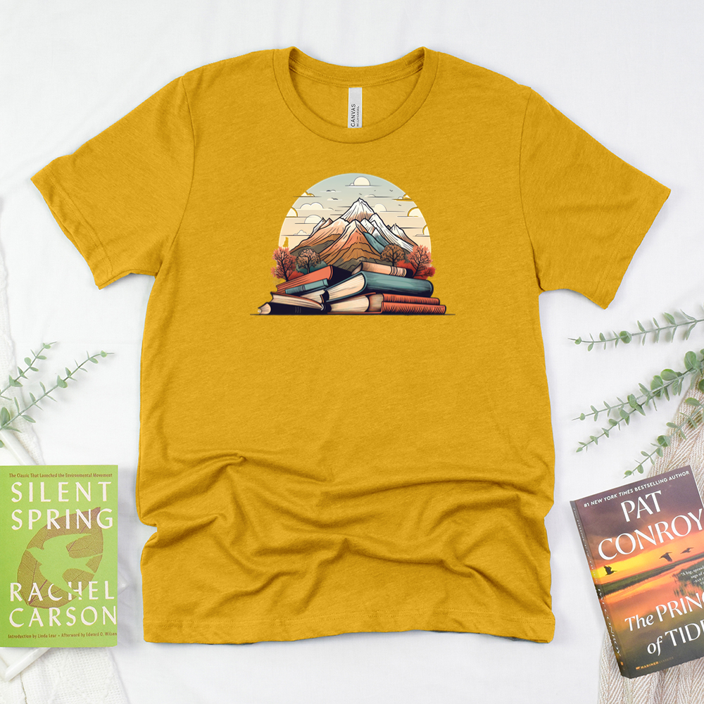 mountains of books unisex tee