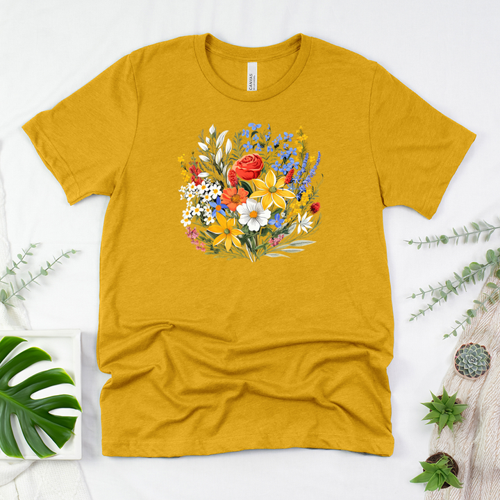 bright garden bouquet unisex tee