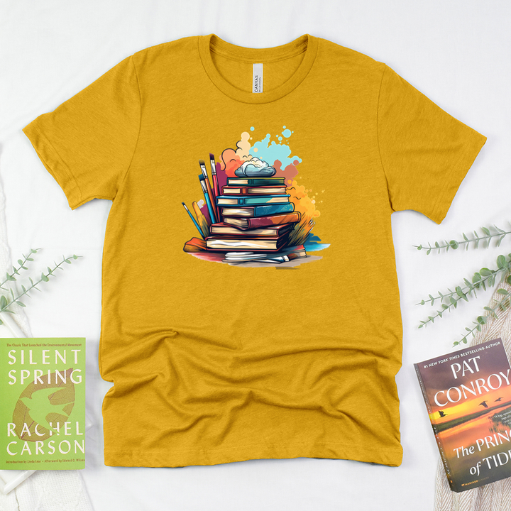 brushes and books unisex tee