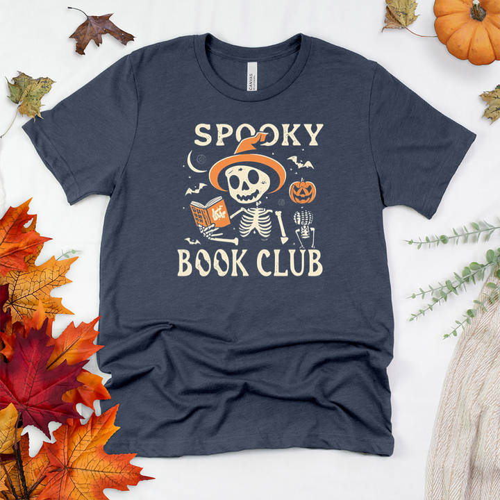 spooky book club skeleton unisex tee