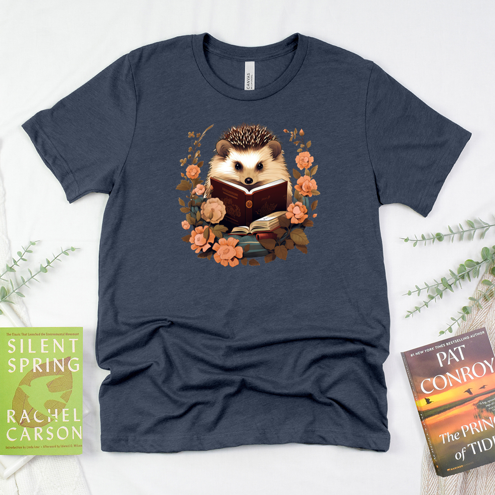 hedgehog bookworm unisex tee