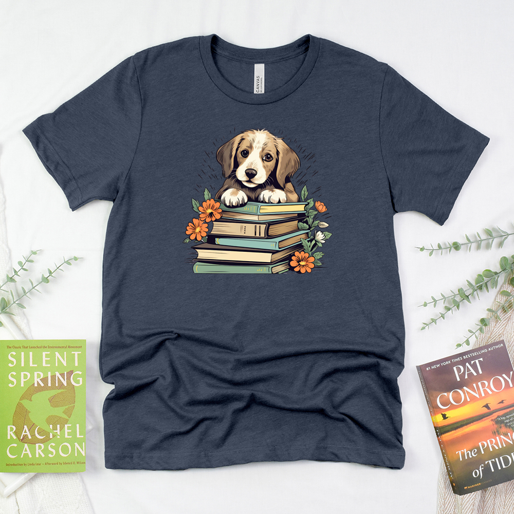 puppy bookworm unisex tee