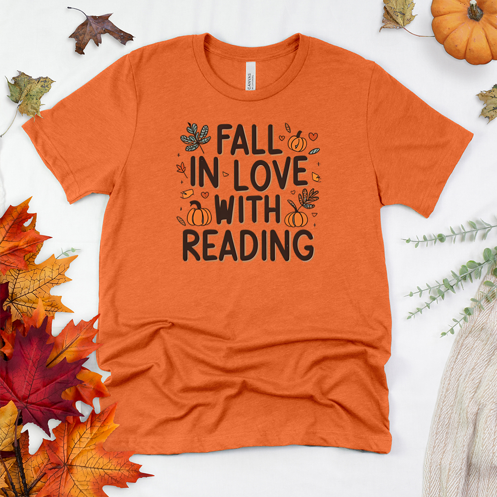 fall in love with reading pumpkins unisex tee