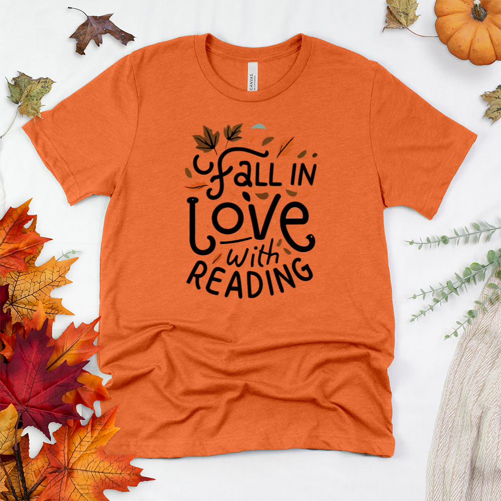 simple fall in love with reading unisex tee