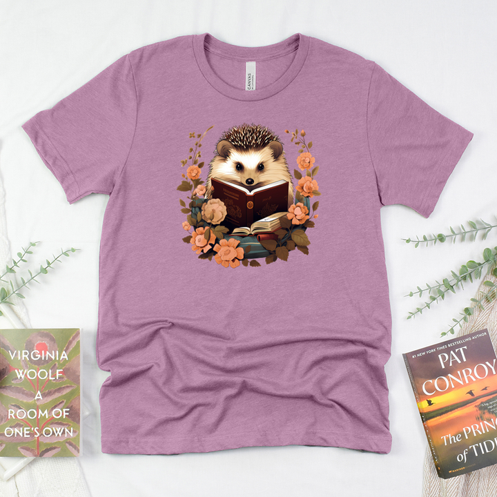 hedgehog bookworm unisex tee