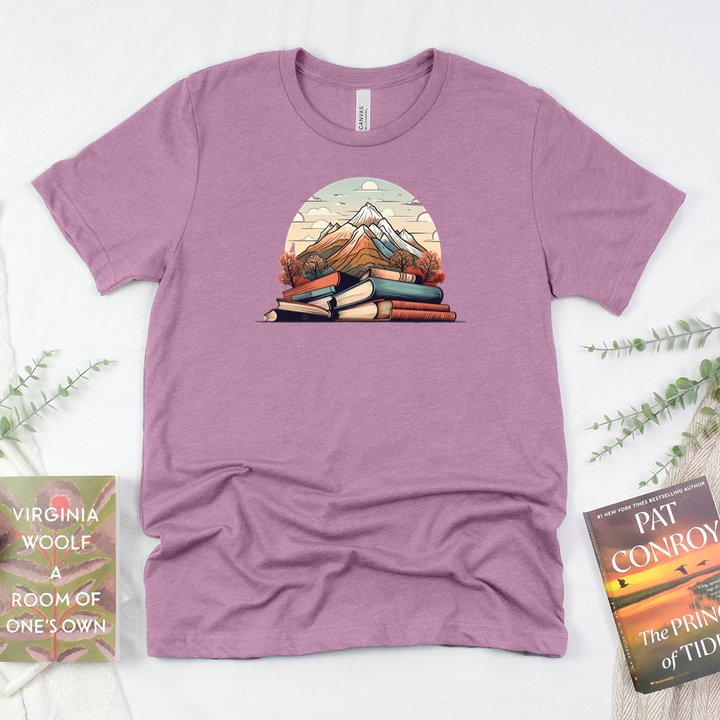 mountains of books unisex tee