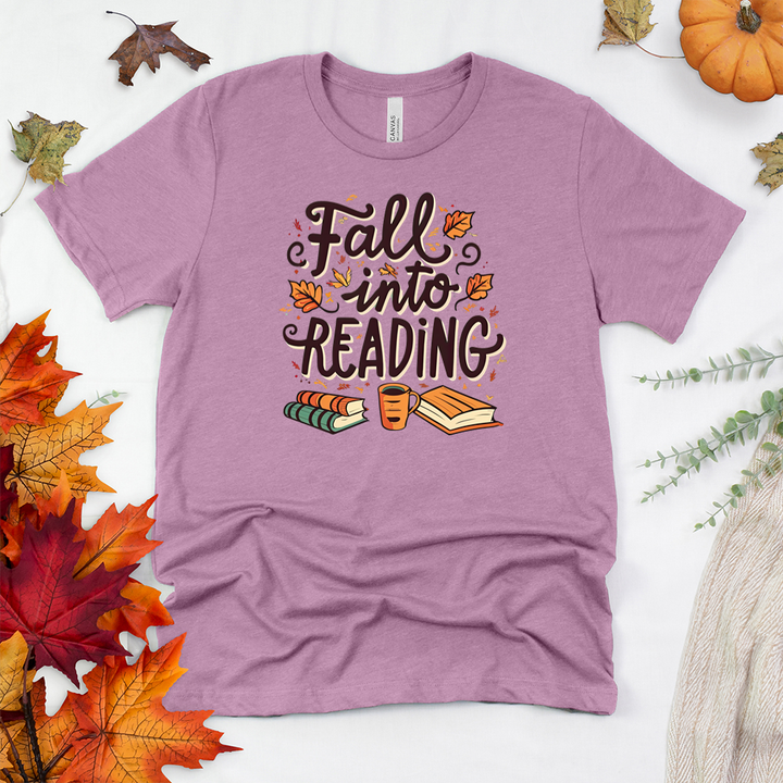 fall into reading autumn unisex tee