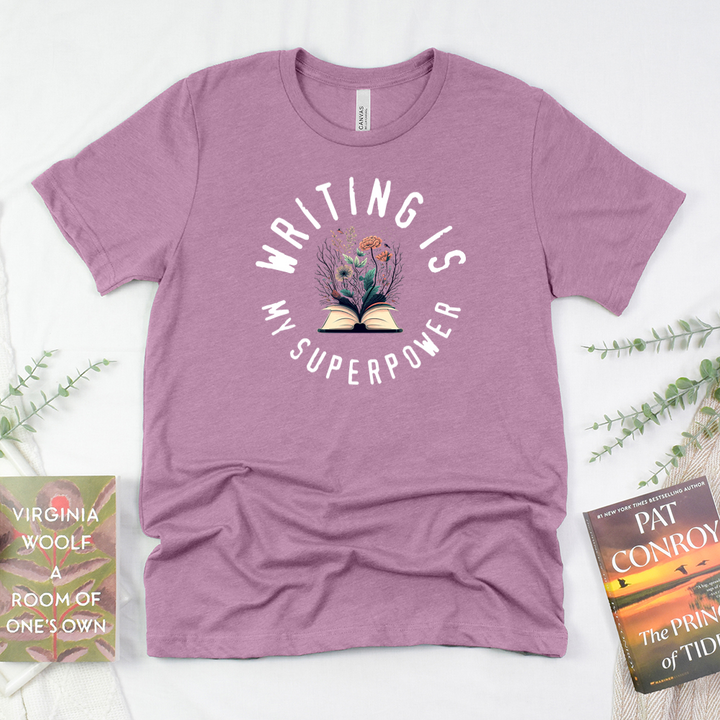 writing is my superpower unisex tee
