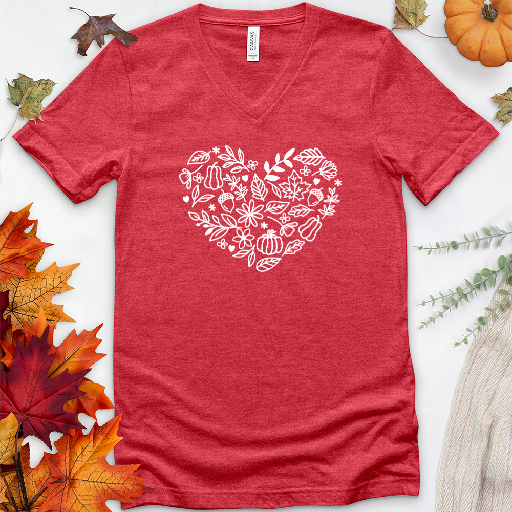 fall heart v-neck tee