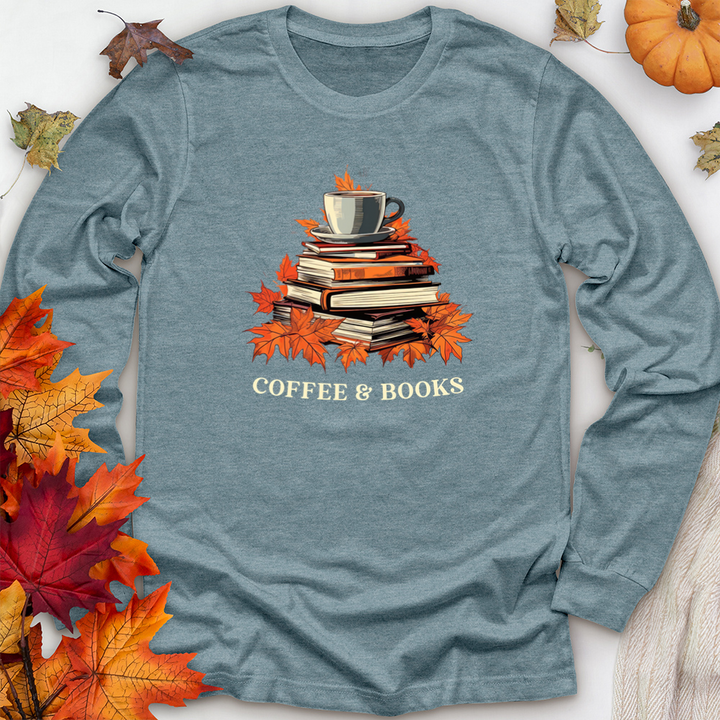 fall coffee and books long sleeve unisex tee