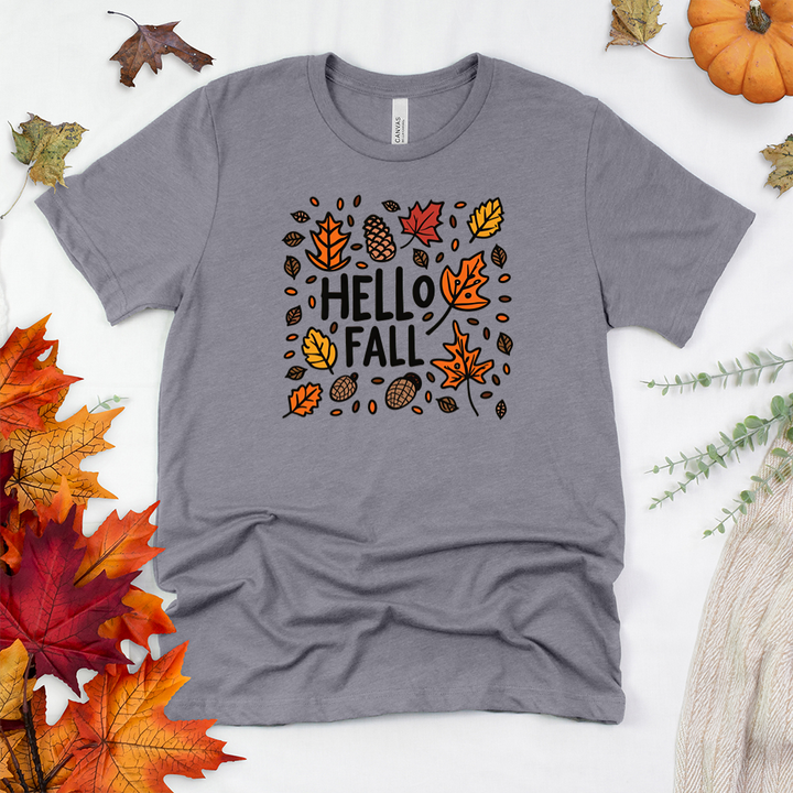 hello fall pattern unisex tee