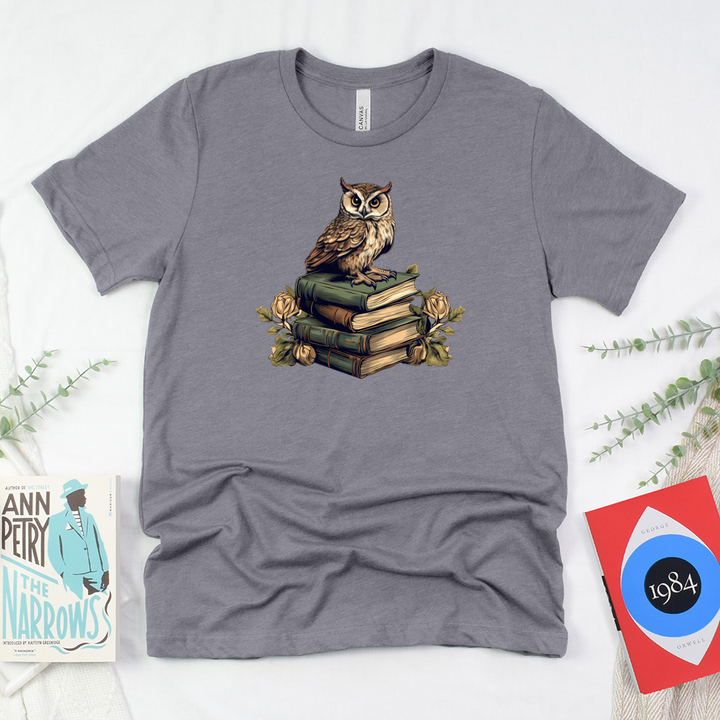 wise book owl unisex tee