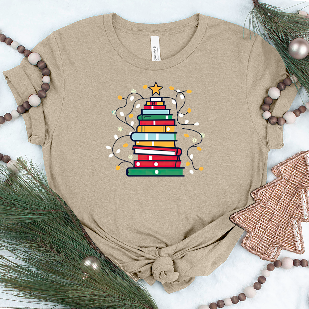 christmas book tree unisex tee