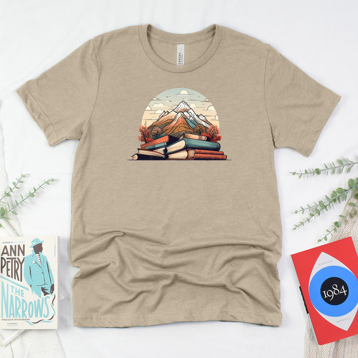 mountains of books unisex tee