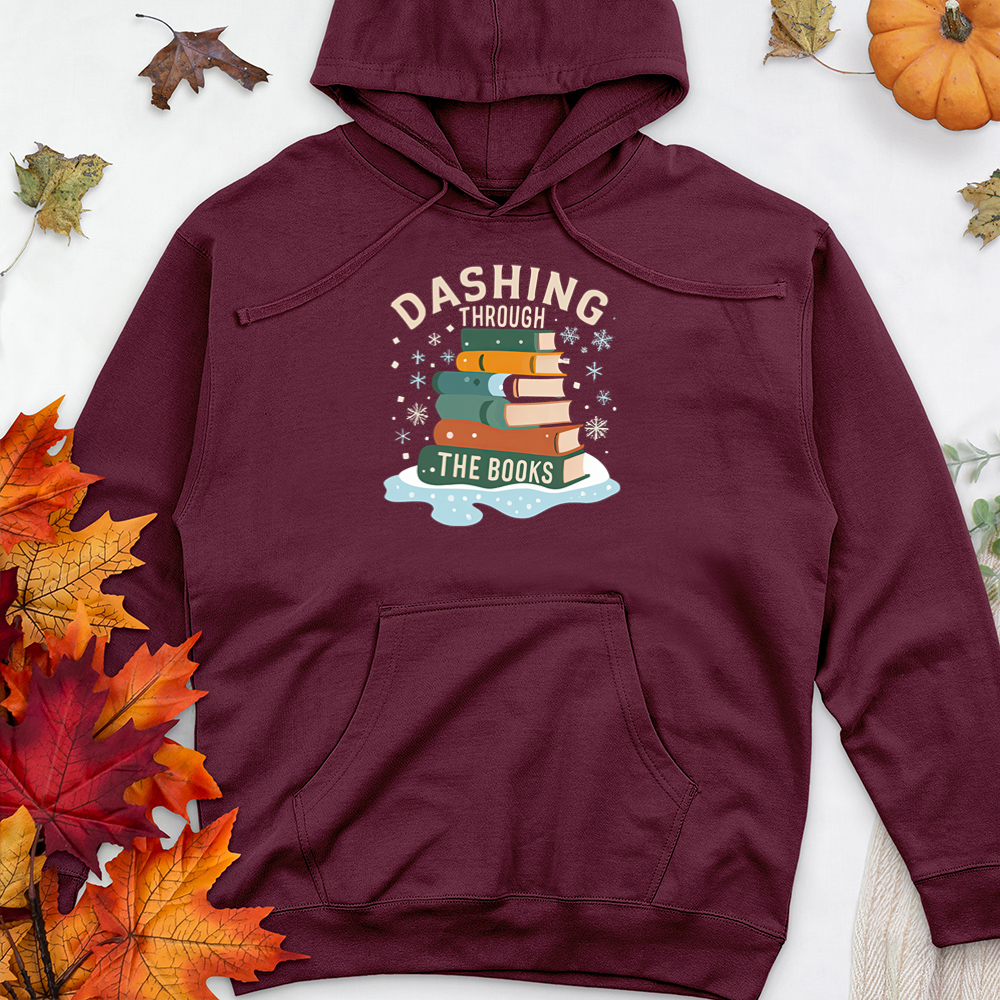 dashing through the books premium hooded sweatshirt