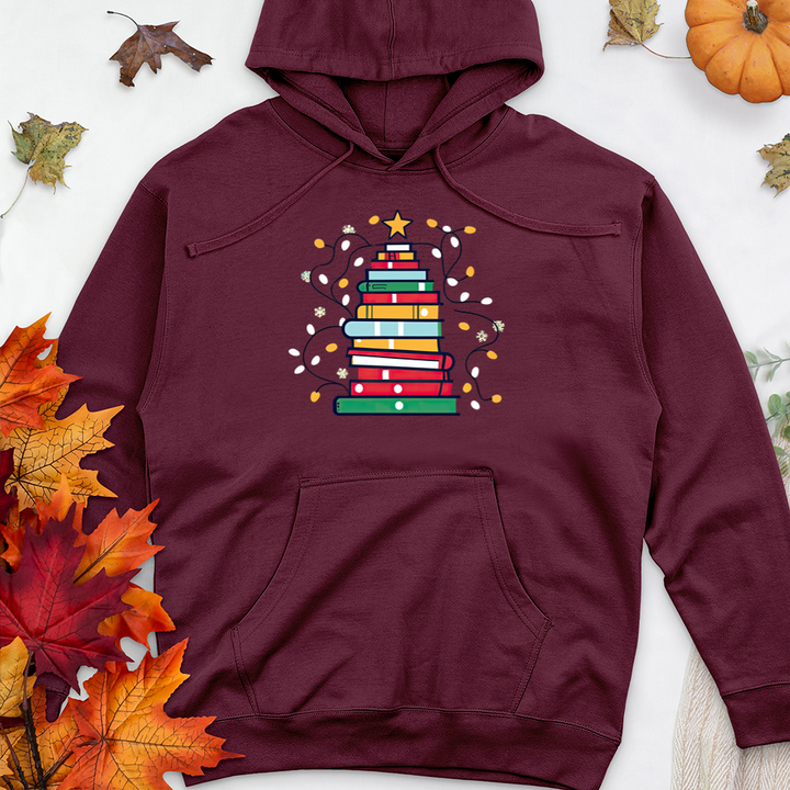 christmas book tree premium hooded sweatshirt