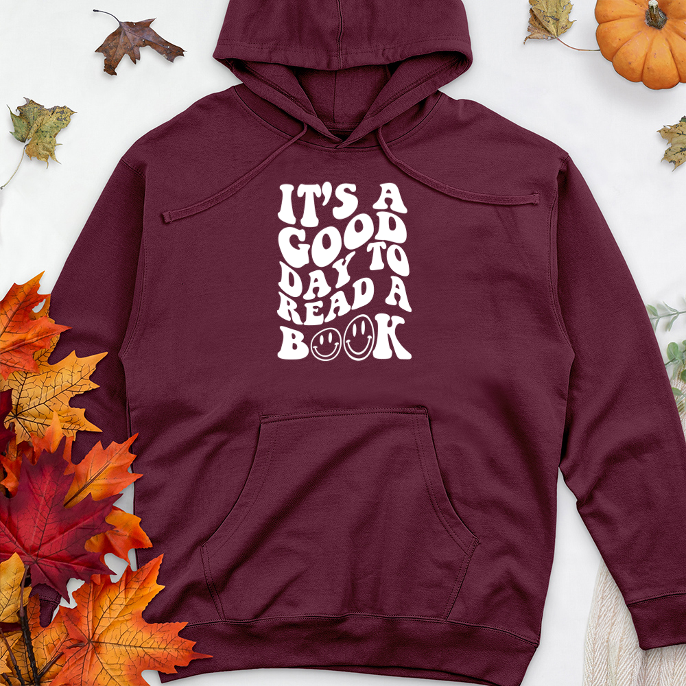 good day to read a book premium hooded sweatshirt