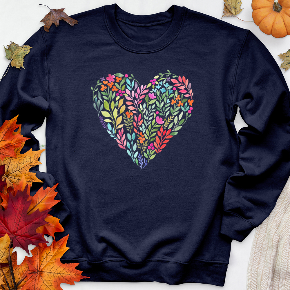 bright flower heart premium crewneck sweatshirt