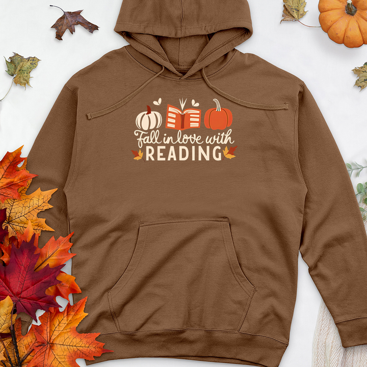 fall in love with reading icons premium hooded sweatshirt