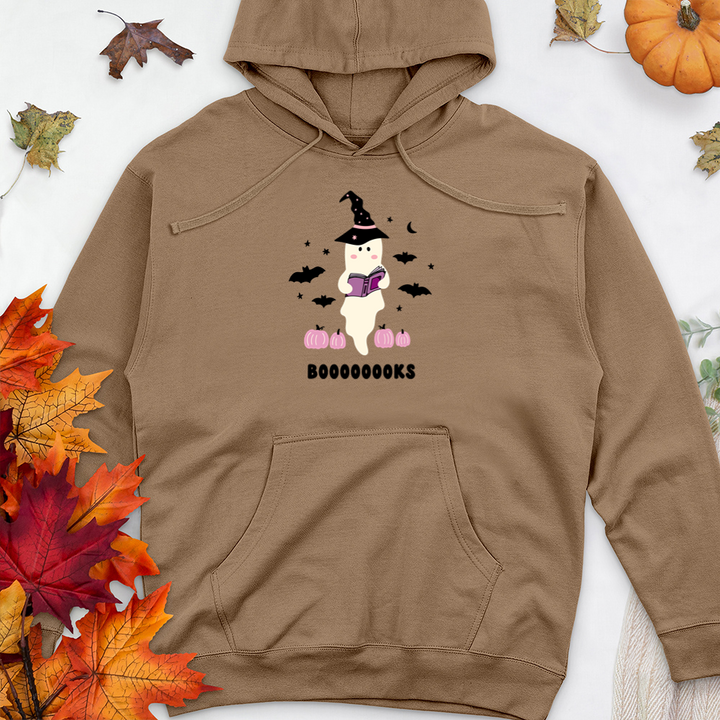 witchy ghost booooks premium hooded sweatshirt