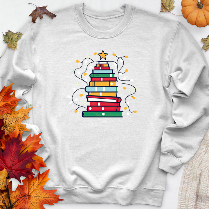 christmas book tree premium crewneck sweatshirt