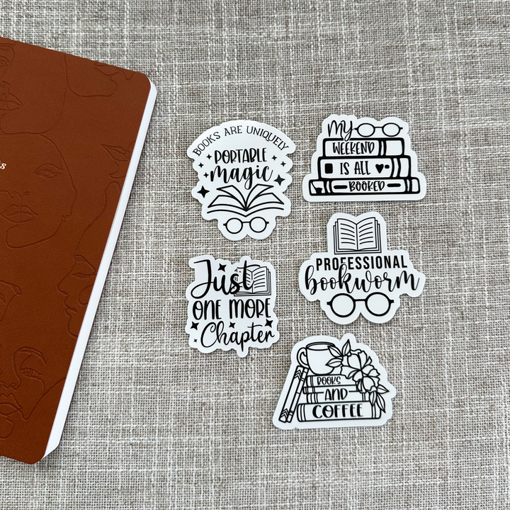 black and white books sticker pack // piper + ivy – Piper and Ivy