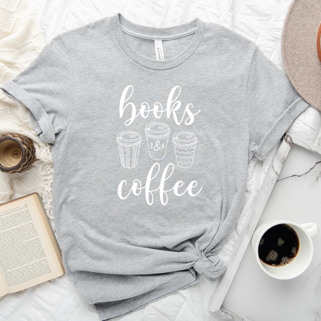 books & coffee unisex tee