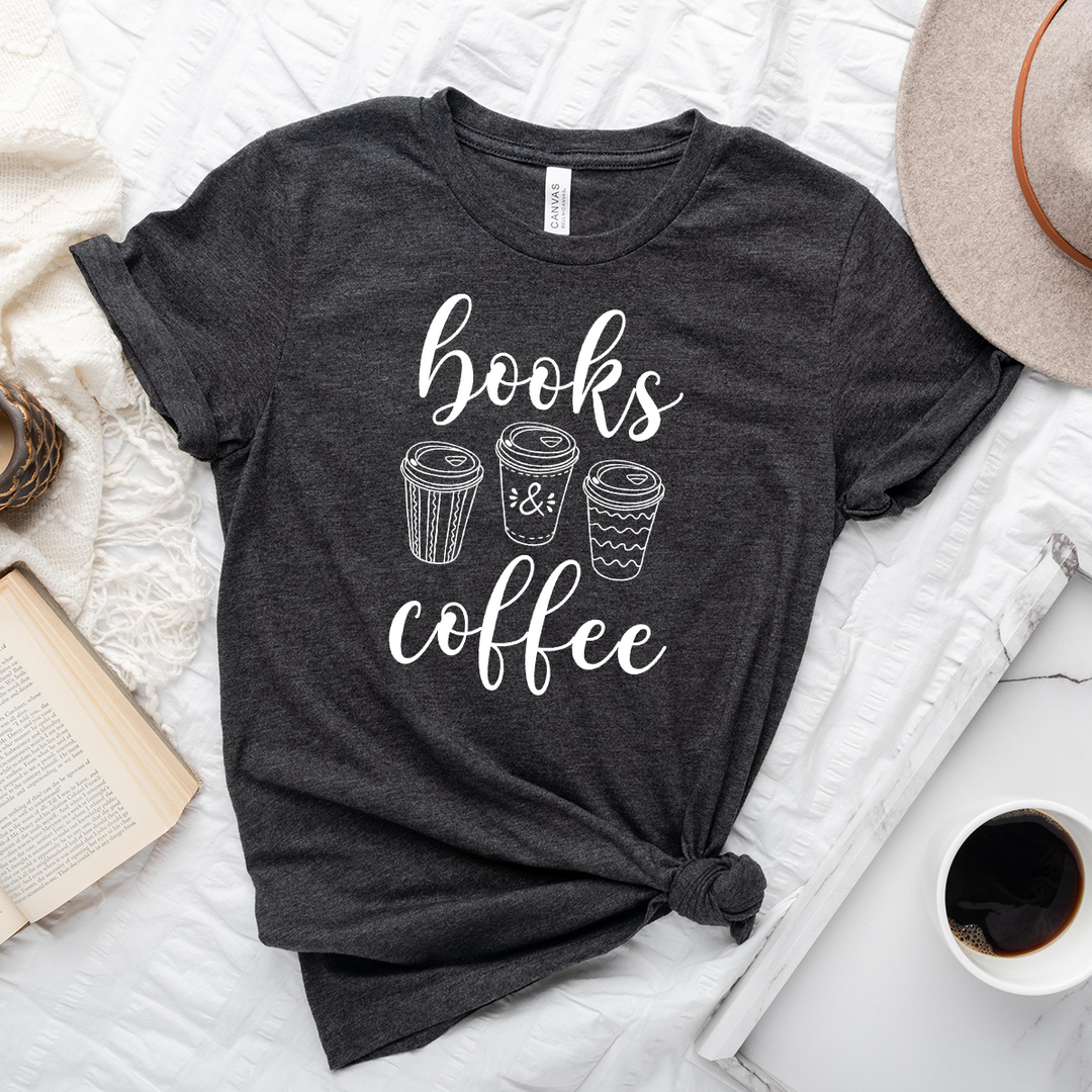 books & coffee unisex tee