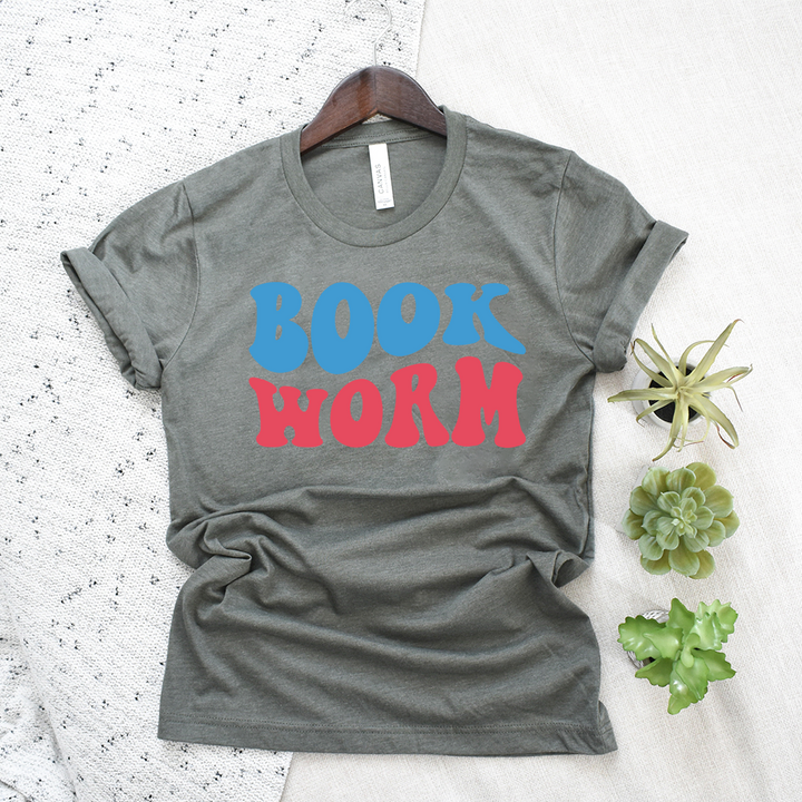 colorful book worm unisex tee