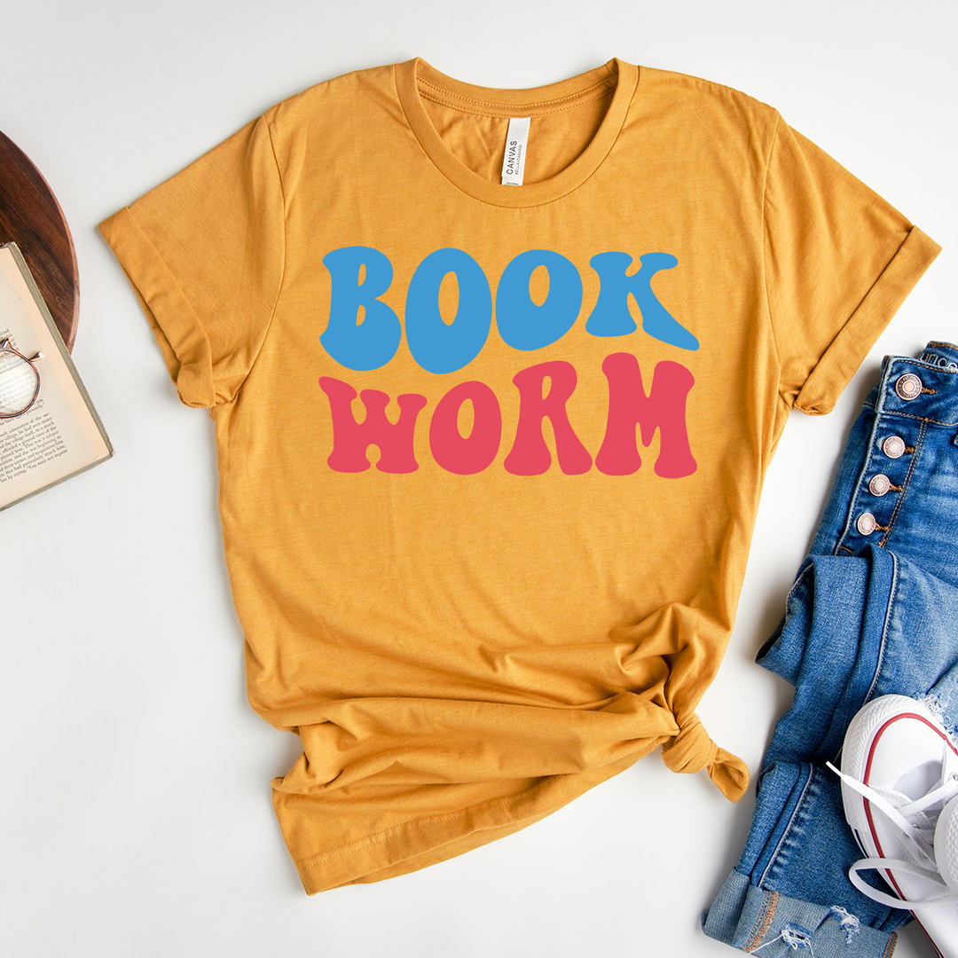 colorful book worm unisex tee