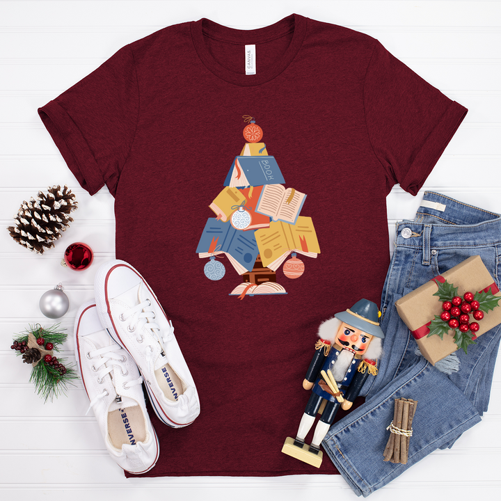 holiday book tree unisex tee