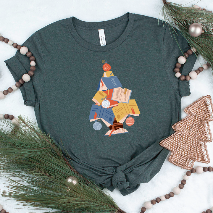 holiday book tree unisex tee