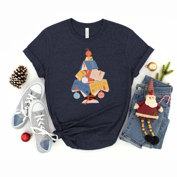 holiday book tree unisex tee