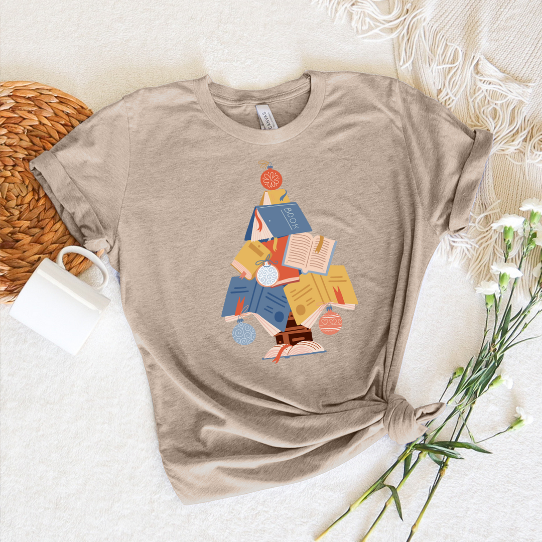 holiday book tree unisex tee