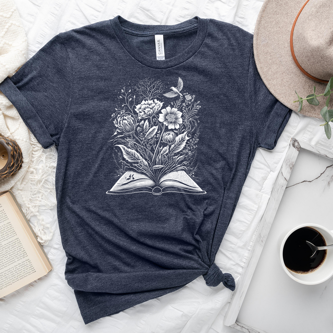 floral book unisex tee
